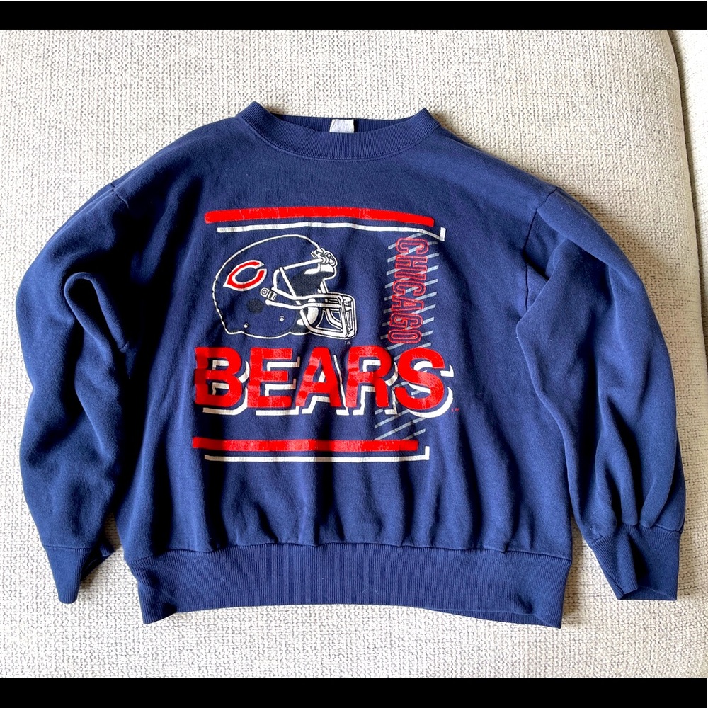 Vintage Oversized Navy Chicago Bears Crewneck Sweatshirt